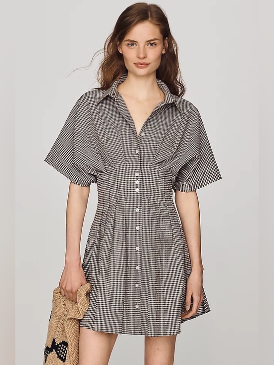 Anthropologie Dresses & Skirts - Anthropologie Exquise Tobie Mini Shirtdress  Brown Gingham